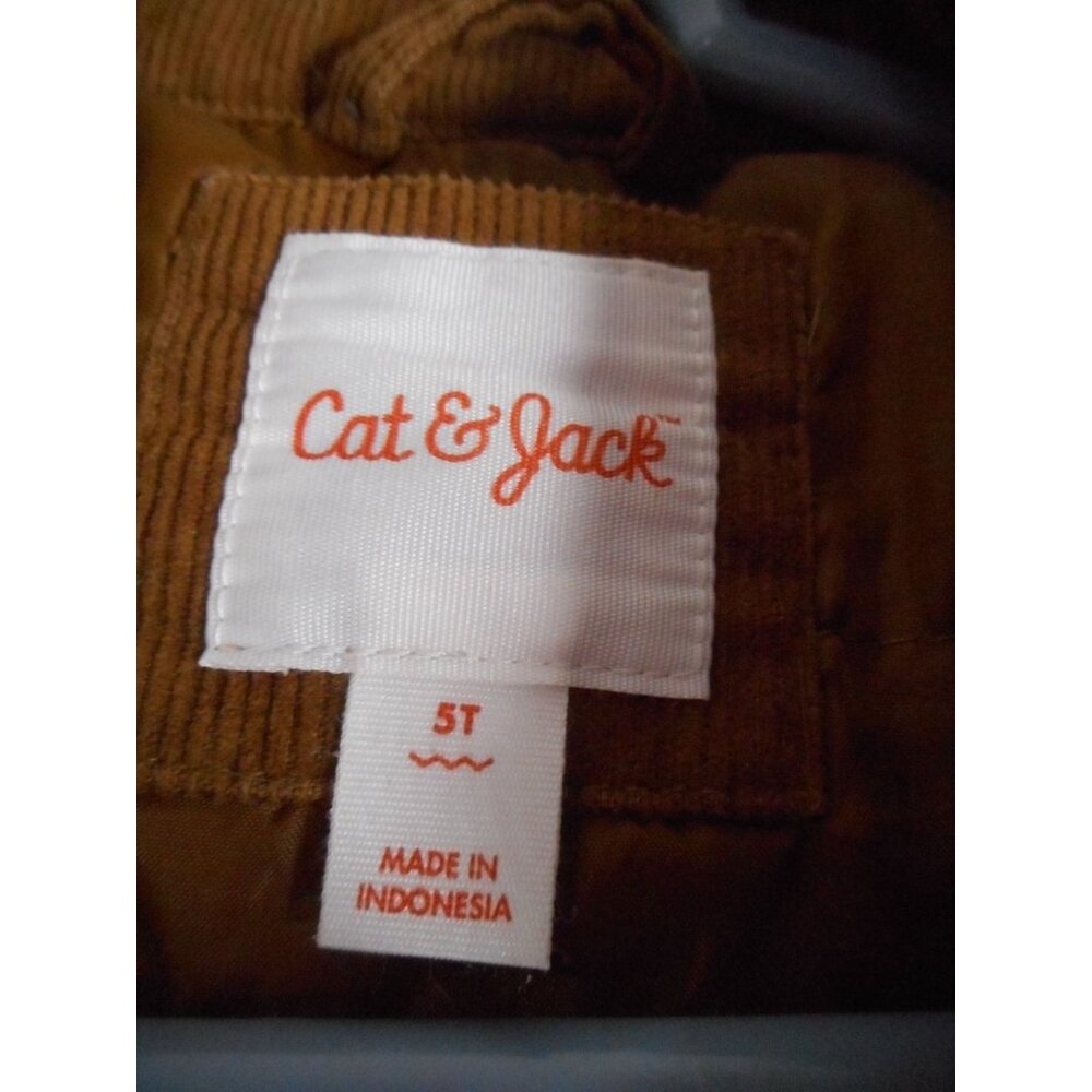 Cat & Jack Boys 5T Brown Corduroy Jacket coat Lined Snap close Sherpa accent - Picture 2 of 7